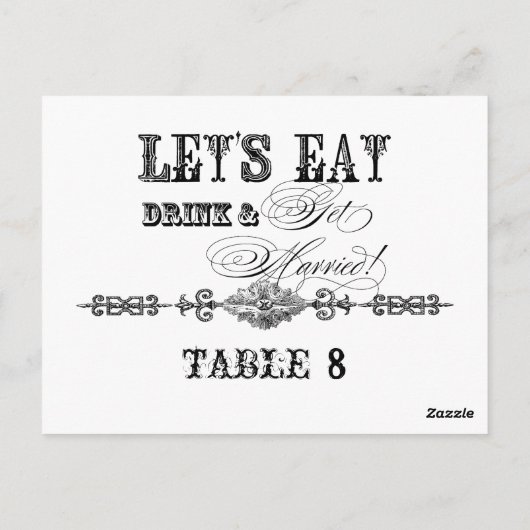 お食事とドリンクと結婚を、テーブルナンバー ポストカード (裏面)