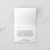 お食事とドリンクと結婚を 現代のブラック/ホワイト ウェディング サンキューカード (内部)