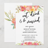 お食事とドリンクと結婚を 花のウェディングレセプション 招待状 (正面/裏面)