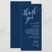 お食事の席にお礼の書道のカードをセット  プログラム (正面/裏面)