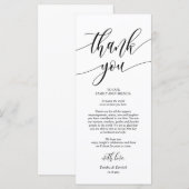 お食事の席にお礼の書道のカードをセット  プログラム (正面/裏面)