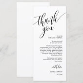 お食事の席にお礼の書道のカードをセット  プログラム (正面/裏面)