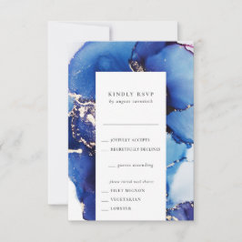 お食事の選択と水色RSVPカード 出欠カード