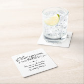 お食事を楽しみ 結婚を祝おう ブラック ウェディング モノグラム スクエアペーパーコースター (インサイチュ)