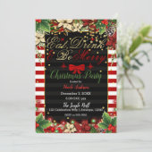 お飲みお食べで楽しい赤いリボンのクリスマスホリデーパーティ 招待状 (スタンド正面)