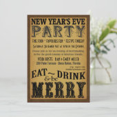 お飲みになって、お楽しみください - ヴィンテージな大晦日の招待状 招待状 (スタンド正面)