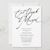 お飲みになって、ご結婚おめでとう　モダンカリグラフィーの結婚式招待状 招待状 (正面)