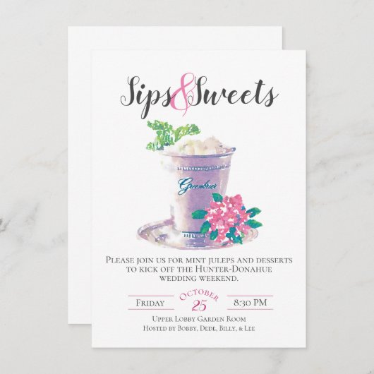 お飲み物とスイーツのご招待 招待状 (正面/裏面)