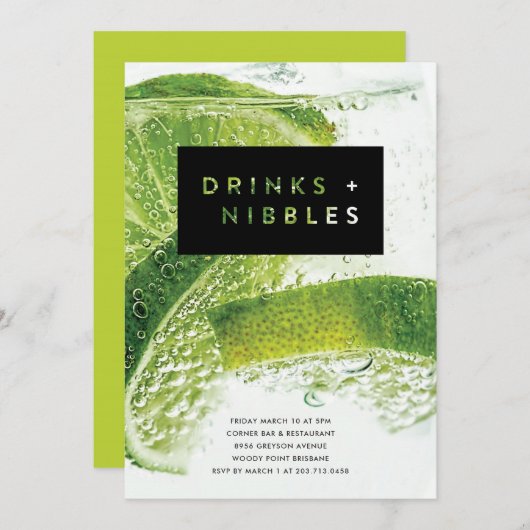 お飲み物と軽食 招待状 (正面/裏面)