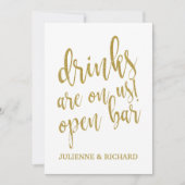 お飲み物は私たちに任せてください！手頃な結婚式のバーサイン 招待状 (正面)