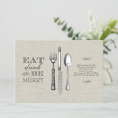 お飲み物、お食事を楽しんで | リネン製招待状 招待状 (スタンド正面)