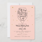 お飲み物、乾杯！ チェアーズ ブラック＆ピンク ワインバー 誕生日 招待状 (正面)