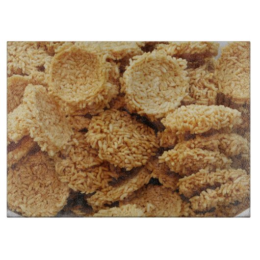 お餅を膨らませた～アジアのお菓子デザート食べ物 カッティングボード (正面)