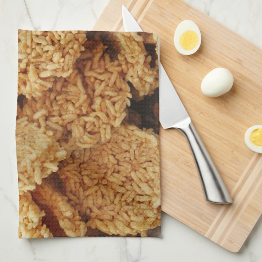 お餅を膨らませた～アジアのお菓子デザート食べ物 キッチンタオル (四つ折り)