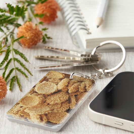 お餅を膨らませた～アジアのお菓子デザート食べ物 キーホルダー (正面右)