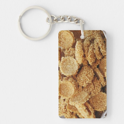 お餅を膨らませた～アジアのお菓子デザート食べ物 キーホルダー (正面)