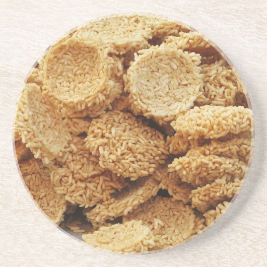 お餅を膨らませた~アジアのお菓子デザート食べ物 コースター (正面)