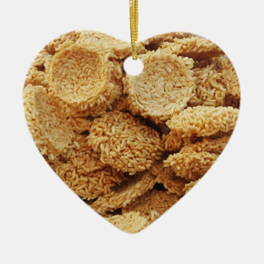 お餅を膨らませた～アジアのお菓子デザート食べ物 セラミックオーナメント (正面)