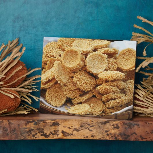 お餅を膨らませた～アジアのお菓子デザート食べ物 フォトプラーク (側面)