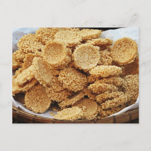 お餅を膨らませた～アジアのお菓子デザート食べ物 ポストカード (正面)