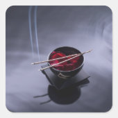 お香を丼の上に焚く花びら スクエアシール (正面)