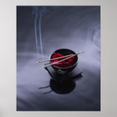 お香を丼の上に焚く花びら ポスター (正面)