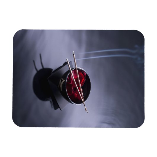 お香を丼の上に焚く花びら マグネット (横)