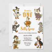 お馬鹿なガチョウのハロウィン　ファーストバースデー 招待状 (正面)