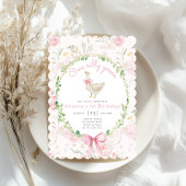 お馬鹿なガチョウのブッシュピンクの女の子のお誕生日 招待状