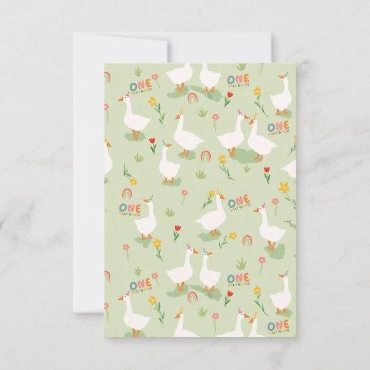 お馬鹿なガチョウの子供の1歳の誕生日 サンキューカード (裏面)
