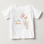 お馬鹿なガチョウの春パーティーファーム初誕生日 ベビーTシャツ (正面)