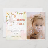 お馬鹿なガチョウの誕生日パーティーの写真ありがとうカード 招待状 (正面)