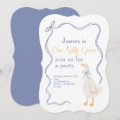 お馬鹿なガチョウの誕生日招待状 招待状 (正面/裏面)