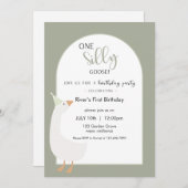 お馬鹿なガチョウの1歳の誕生日パーティー招待状 招待状 (正面/裏面)