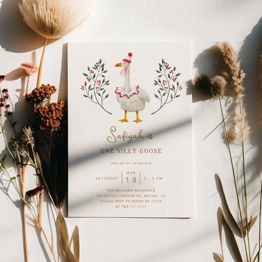 お馬鹿なガチョウの1歳誕生日パーティー 招待状