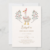 お馬鹿なガチョウの1歳誕生日パーティー 招待状 (正面)