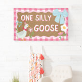 お馬鹿なガチョウ 赤ちゃん女の子 1歳の誕生日 バナー 横断幕 (インサイチュ)