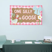 お馬鹿なガチョウ 赤ちゃん女の子 1歳の誕生日 バナー 横断幕 (トレードショー)