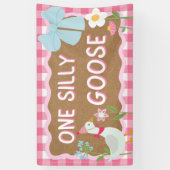 お馬鹿なガチョウ 赤ちゃん女の子 1歳の誕生日 バナー 横断幕 (縦)