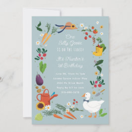 お馬鹿なキツネの農家 ガーデンテーマの誕生日 招待状