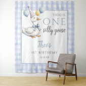 お馬鹿なキレイな青い誕生日写真撮影用背景 タペストリー (インサイチュ)