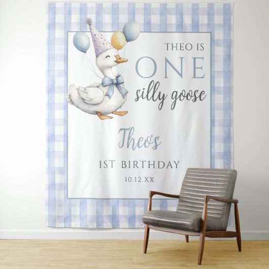 お馬鹿なキレイな青い誕生日写真撮影用背景 タペストリー (インサイチュ)