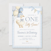 お馬鹿なグースの誕生日 ファーストバースデー招待状 招待状 (正面)