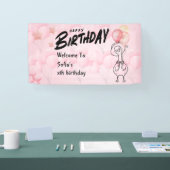 お馬鹿なゴーグル カスタマイズ ピンク 1歳の誕生日 バナー 横断幕 (トレードショー)