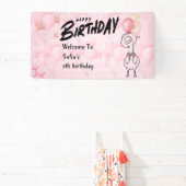 お馬鹿なゴーグル カスタマイズ ピンク 1歳の誕生日 バナー 横断幕 (インサイチュ)