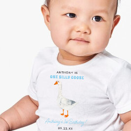 お馬鹿なゴー君の男の子の1歳の誕生日パーティー ベビーTシャツ