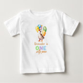 お馬鹿なヒヨコの少年 ブルーの1歳の誕生日 ベビーTシャツ (正面)