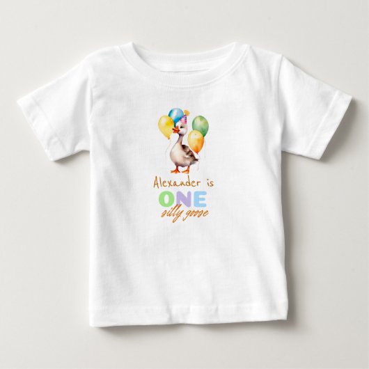 お馬鹿なヒヨコの少年 ブルー 1歳の誕生日 ベビーTシャツ (正面)