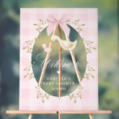 お馬鹿なピンクのチェックのベビーシャワー歓迎 アクリルサイン (ニュートラル)