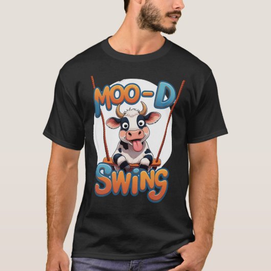 お馬鹿な牛のムードスイング 冗談 Tシャツ (正面)